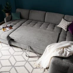 Fredriks Wohnlandschaft Tanete - Strukturstoff - Grau - Longchair davorstehend links / Ottomane rechts - Schlaffunktion -Wohnzimmermöbel boutique en ligne wohnlandschaft tanete strukturstoff longchair davorstehend links ottomane rechts mit schlaffunktion grau 4997284