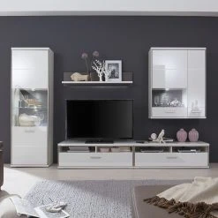 Loftscape Wohnwand Arco I (5-teilig) - Hochglanz Weiß / Grau -Wohnzimmermöbel boutique en ligne wohnwand arco i 5 teilig hochglanz weiss grau 4710616