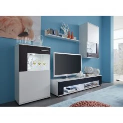 Trendteam Wohnwand Corner (4-teilig) - Weiß / Schwarz -Wohnzimmermöbel boutique en ligne wohnwand corner 4 teilig weiss schwarz 4808780