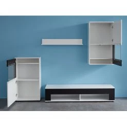Trendteam Wohnwand Corner (4-teilig) - Weiß / Schwarz -Wohnzimmermöbel boutique en ligne wohnwand corner 4 teilig weiss schwarz 4808784