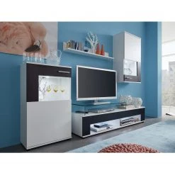 Trendteam Wohnwand Corner (4-teilig) - Weiß / Schwarz -Wohnzimmermöbel boutique en ligne wohnwand corner 4 teilig weiss schwarz 4808796