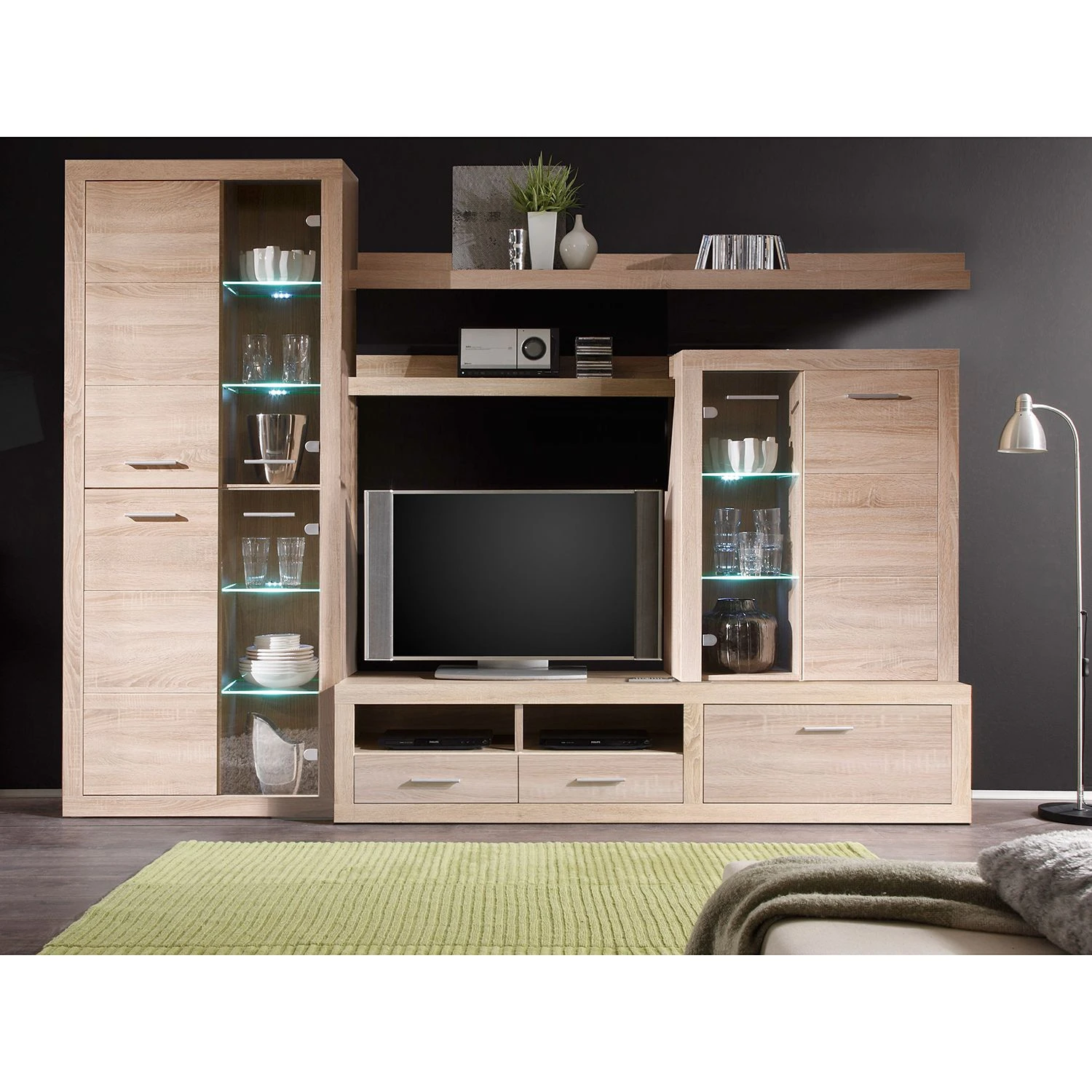 Mooved Wohnwand Rindby (5-teilig) - inkl. Beleuchtung - Eiche Sonoma Dekor 1 Mooved Wohnwand Rindby (5-teilig) - inkl. Beleuchtung - Eiche Sonoma Dekor