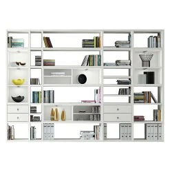 Loftscape XXL Regalwand Emporior III - Cremeweiß - Mit Beleuchtung
